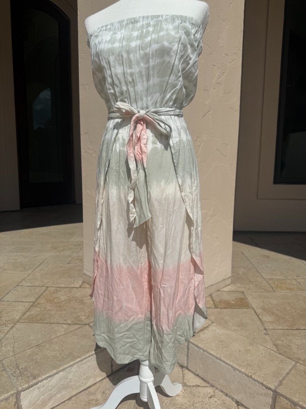 Womens Strapless Tie Dye Jumpsuit